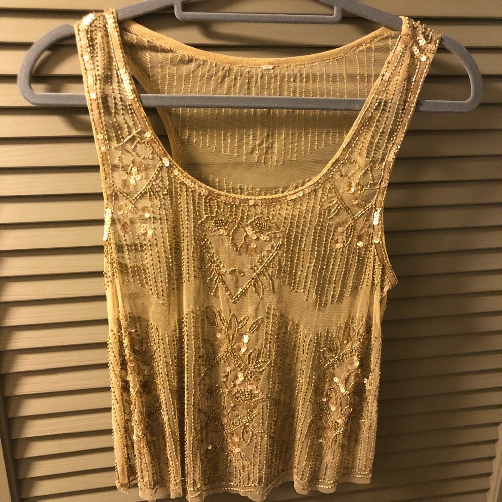 FREE PEOPLE Sequin See Through Top